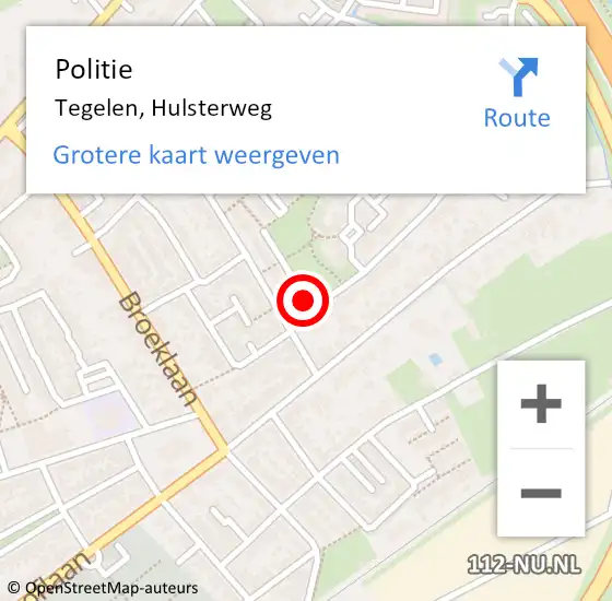 Locatie op kaart van de 112 melding: Politie Tegelen, Hulsterweg op 28 oktober 2021 17:11