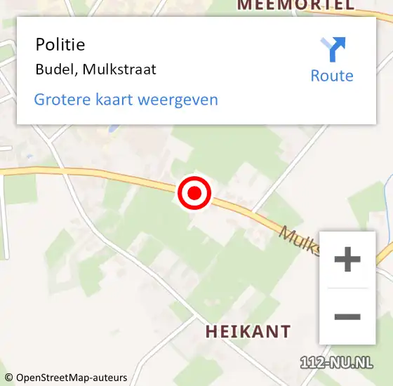 Locatie op kaart van de 112 melding: Politie Budel, Mulkstraat op 28 oktober 2021 17:17