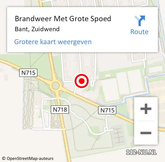 Locatie op kaart van de 112 melding: Brandweer Met Grote Spoed Naar Bant, Zuidwend op 28 oktober 2021 17:33