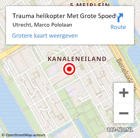 Locatie op kaart van de 112 melding: Trauma helikopter Met Grote Spoed Naar Utrecht, Marco Pololaan op 28 oktober 2021 17:53