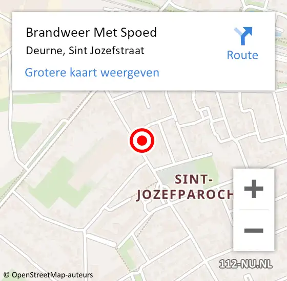 Locatie op kaart van de 112 melding: Brandweer Met Spoed Naar Deurne, Sint Jozefstraat op 28 oktober 2021 17:57