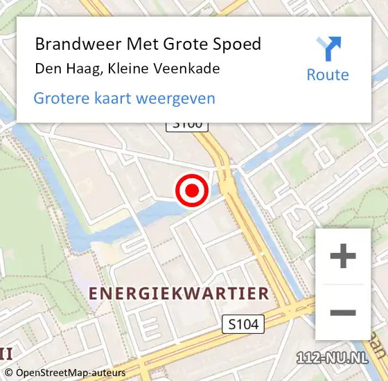 Locatie op kaart van de 112 melding: Brandweer Met Grote Spoed Naar Den Haag, Kleine Veenkade op 28 oktober 2021 18:00