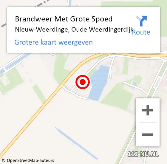 Locatie op kaart van de 112 melding: Brandweer Met Grote Spoed Naar Nieuw-Weerdinge, Oude Weerdingerdijk op 28 oktober 2021 18:13