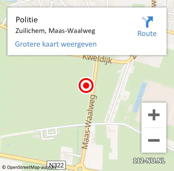 Locatie op kaart van de 112 melding: Politie Zuilichem, Maas-Waalweg op 28 oktober 2021 18:15