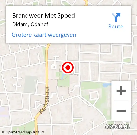 Locatie op kaart van de 112 melding: Brandweer Met Spoed Naar Didam, Odahof op 28 oktober 2021 18:37