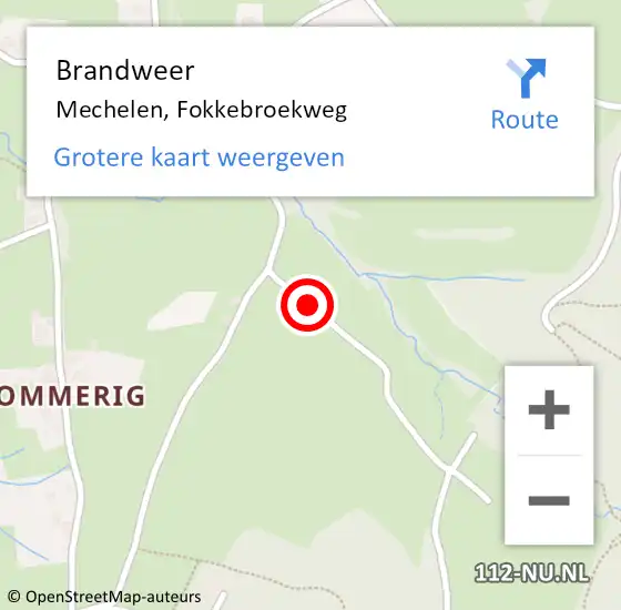 Locatie op kaart van de 112 melding: Brandweer Mechelen, Fokkebroekweg op 27 juni 2014 13:44