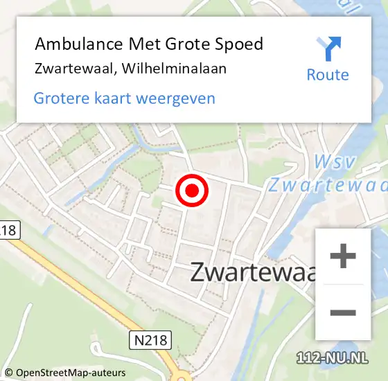 Locatie op kaart van de 112 melding: Ambulance Met Grote Spoed Naar Zwartewaal, Wilhelminalaan op 28 oktober 2021 18:48