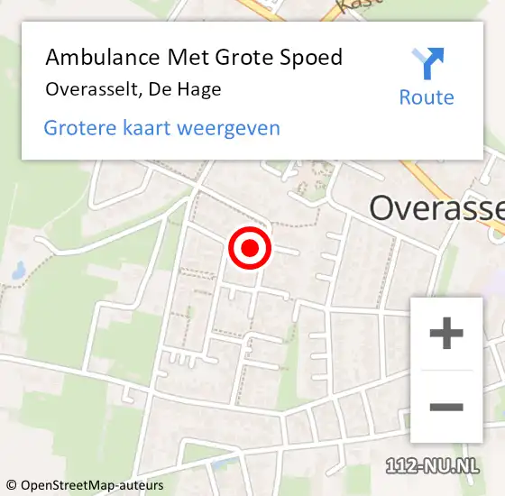 Locatie op kaart van de 112 melding: Ambulance Met Grote Spoed Naar Overasselt, De Hage op 28 oktober 2021 19:01