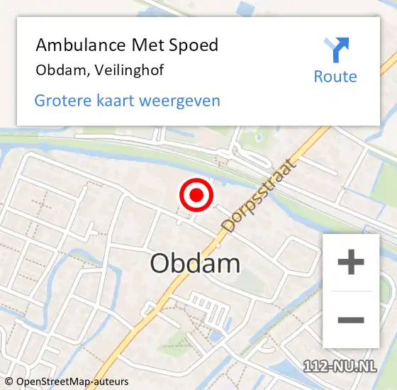 Locatie op kaart van de 112 melding: Ambulance Met Spoed Naar Obdam, Veilinghof op 28 oktober 2021 19:19