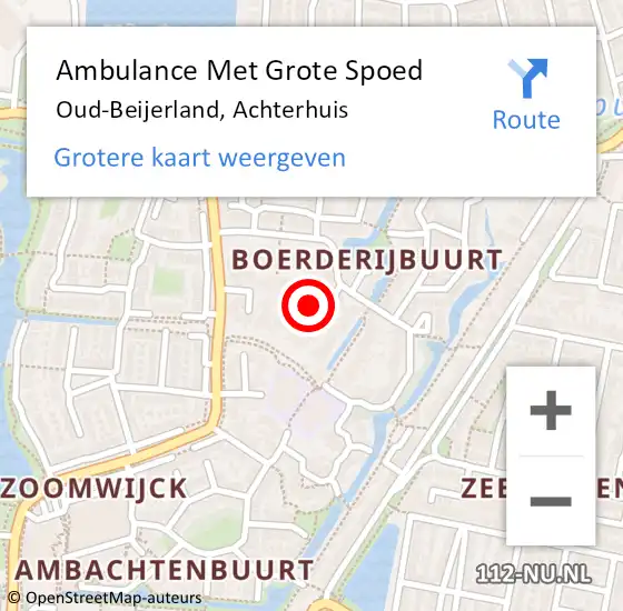 Locatie op kaart van de 112 melding: Ambulance Met Grote Spoed Naar Oud-Beijerland, Achterhuis op 28 oktober 2021 19:46