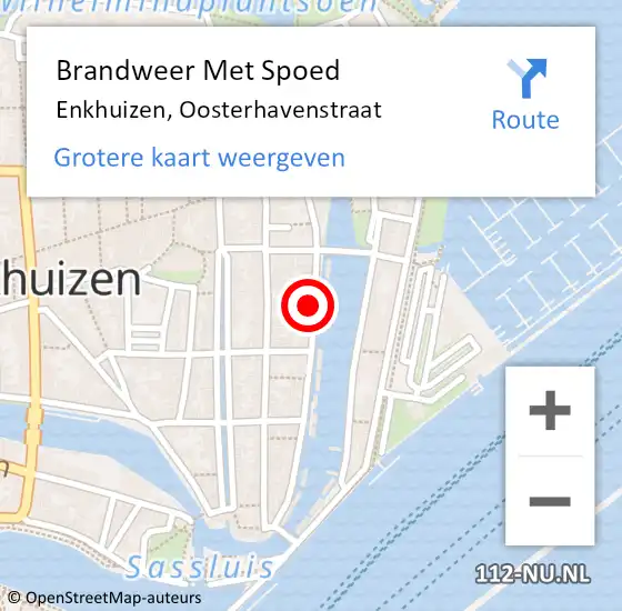 Locatie op kaart van de 112 melding: Brandweer Met Spoed Naar Enkhuizen, Oosterhavenstraat op 28 oktober 2021 19:47