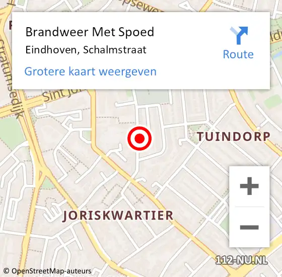 Locatie op kaart van de 112 melding: Brandweer Met Spoed Naar Eindhoven, Schalmstraat op 28 oktober 2021 20:00