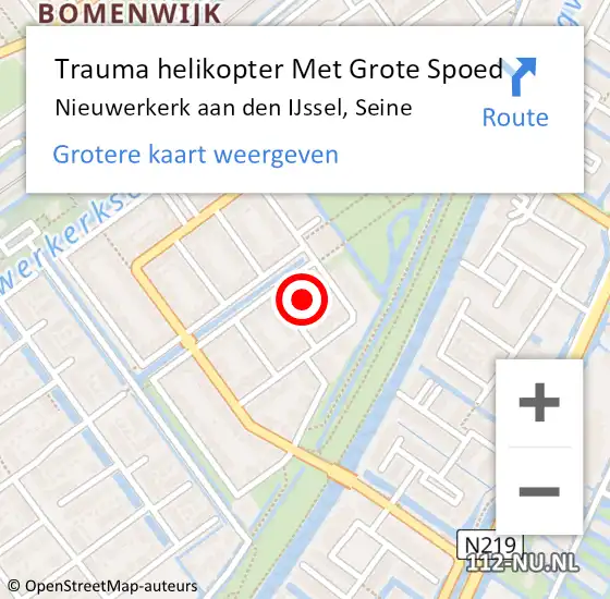 Locatie op kaart van de 112 melding: Trauma helikopter Met Grote Spoed Naar Nieuwerkerk aan den IJssel, Seine op 28 oktober 2021 20:20