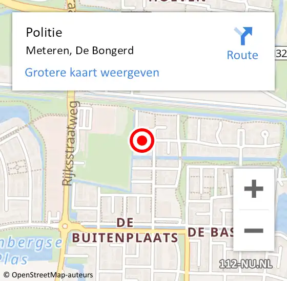 Locatie op kaart van de 112 melding: Politie Meteren, De Bongerd op 28 oktober 2021 20:27