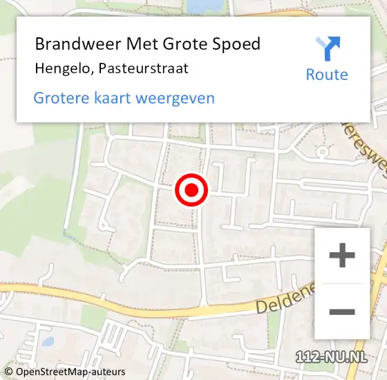 Locatie op kaart van de 112 melding: Brandweer Met Grote Spoed Naar Hengelo, Pasteurstraat op 28 oktober 2021 21:01