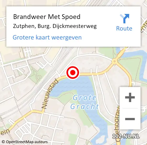 Locatie op kaart van de 112 melding: Brandweer Met Spoed Naar Zutphen, Burg. Dijckmeesterweg op 28 oktober 2021 21:01