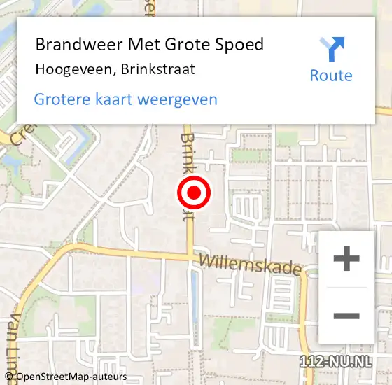 Locatie op kaart van de 112 melding: Brandweer Met Grote Spoed Naar Hoogeveen, Brinkstraat op 27 juni 2014 13:56