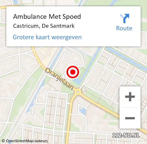 Locatie op kaart van de 112 melding: Ambulance Met Spoed Naar Castricum, De Santmark op 28 oktober 2021 21:42