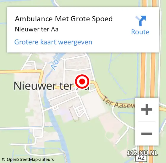 Locatie op kaart van de 112 melding: Ambulance Met Grote Spoed Naar Nieuwer ter Aa op 28 oktober 2021 21:46