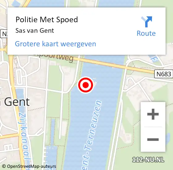 Locatie op kaart van de 112 melding: Politie Met Spoed Naar Sas van Gent op 28 oktober 2021 22:01
