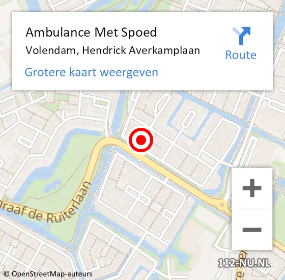 Locatie op kaart van de 112 melding: Ambulance Met Spoed Naar Volendam, Hendrick Averkamplaan op 29 oktober 2021 00:46