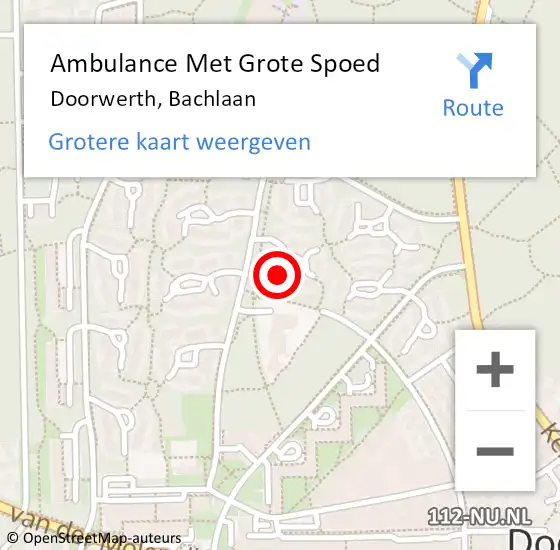 Locatie op kaart van de 112 melding: Ambulance Met Grote Spoed Naar Doorwerth, Bachlaan op 29 oktober 2021 00:56