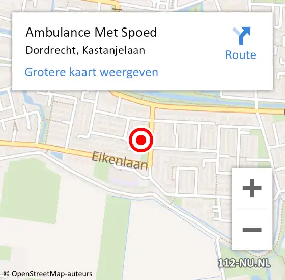 Locatie op kaart van de 112 melding: Ambulance Met Spoed Naar Dordrecht, Kastanjelaan op 29 oktober 2021 01:04