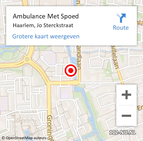 Locatie op kaart van de 112 melding: Ambulance Met Spoed Naar Haarlem, Jo Sterckstraat op 29 oktober 2021 01:06