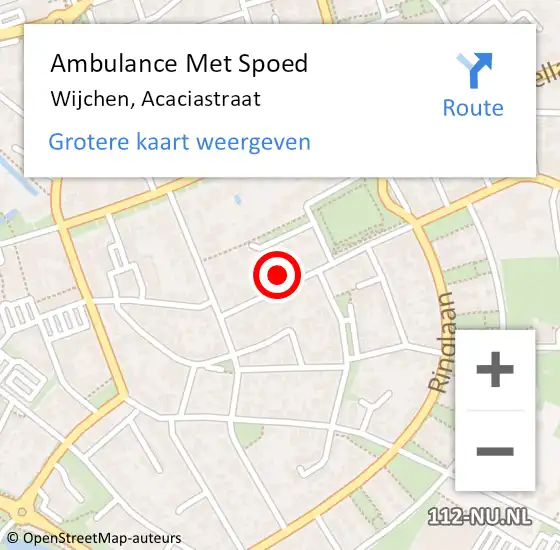 Locatie op kaart van de 112 melding: Ambulance Met Spoed Naar Wijchen, Acaciastraat op 29 oktober 2021 01:26