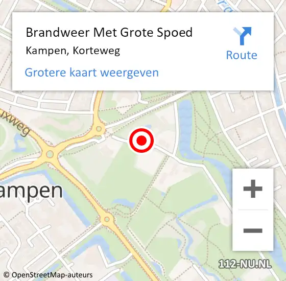 Locatie op kaart van de 112 melding: Brandweer Met Grote Spoed Naar Kampen, Korteweg op 29 oktober 2021 01:28