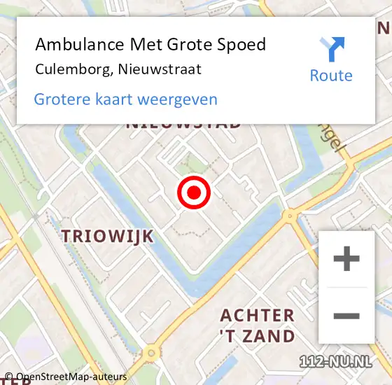 Locatie op kaart van de 112 melding: Ambulance Met Grote Spoed Naar Culemborg, Nieuwstraat op 29 oktober 2021 02:00