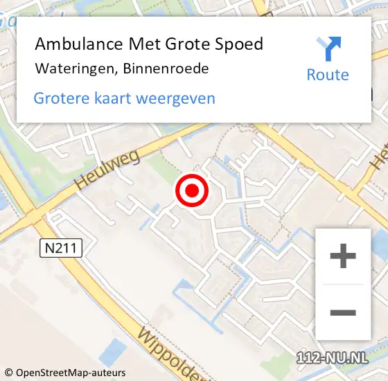 Locatie op kaart van de 112 melding: Ambulance Met Grote Spoed Naar Wateringen, Binnenroede op 29 oktober 2021 02:53