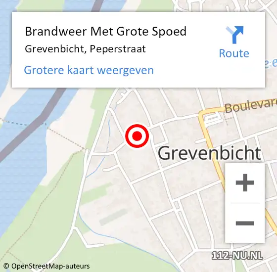 Locatie op kaart van de 112 melding: Brandweer Met Grote Spoed Naar Grevenbicht, Peperstraat op 29 oktober 2021 03:43