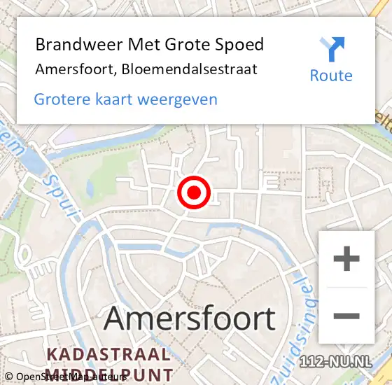 Locatie op kaart van de 112 melding: Brandweer Met Grote Spoed Naar Amersfoort, Bloemendalsestraat op 29 oktober 2021 04:40