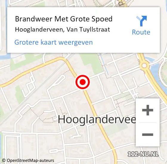 Locatie op kaart van de 112 melding: Brandweer Met Grote Spoed Naar Hooglanderveen, Van Tuyllstraat op 29 oktober 2021 05:14