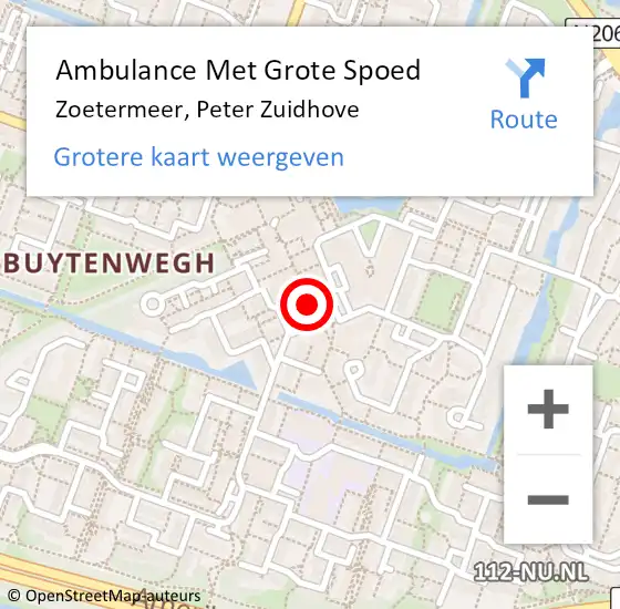 Locatie op kaart van de 112 melding: Ambulance Met Grote Spoed Naar Zoetermeer, Peter Zuidhove op 29 oktober 2021 05:23