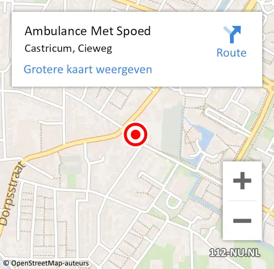 Locatie op kaart van de 112 melding: Ambulance Met Spoed Naar Castricum, Cieweg op 29 oktober 2021 06:07