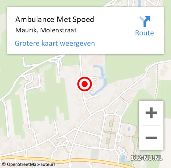 Locatie op kaart van de 112 melding: Ambulance Met Spoed Naar Maurik, Molenstraat op 29 oktober 2021 07:22