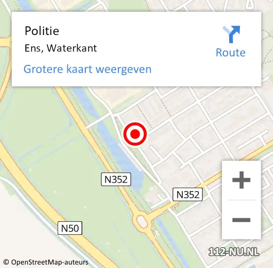 Locatie op kaart van de 112 melding: Politie Ens, Waterkant op 29 oktober 2021 07:24