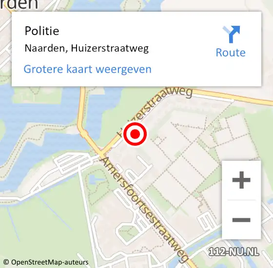 Locatie op kaart van de 112 melding: Politie Naarden, Huizerstraatweg op 29 oktober 2021 07:48