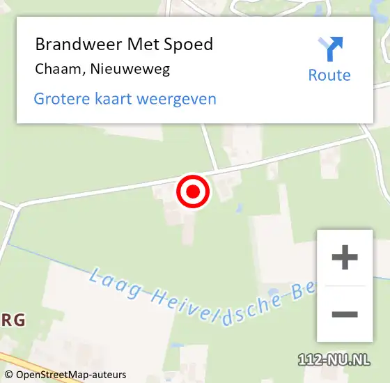 Locatie op kaart van de 112 melding: Brandweer Met Spoed Naar Chaam, Nieuweweg op 29 oktober 2021 07:58