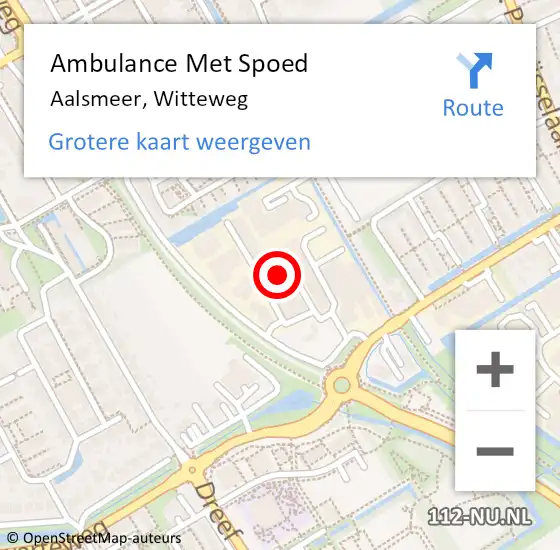 Locatie op kaart van de 112 melding: Ambulance Met Spoed Naar Aalsmeer, Witteweg op 29 oktober 2021 08:10