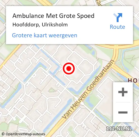 Locatie op kaart van de 112 melding: Ambulance Met Grote Spoed Naar Hoofddorp, Ulriksholm op 29 oktober 2021 08:25