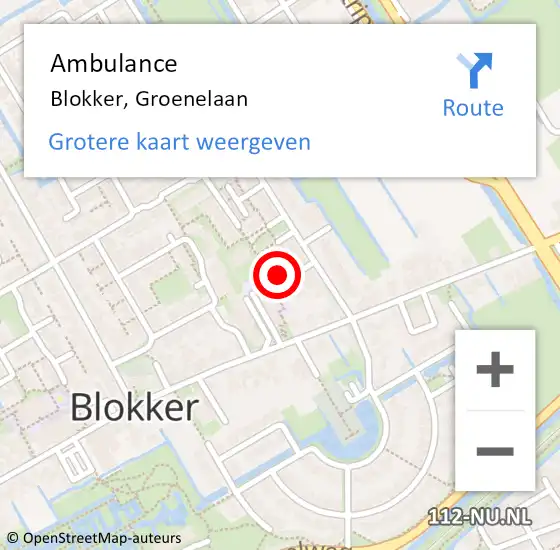 Locatie op kaart van de 112 melding: Ambulance Blokker, Groenelaan op 27 juni 2014 14:22