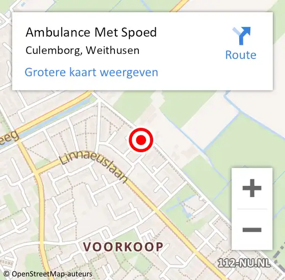 Locatie op kaart van de 112 melding: Ambulance Met Spoed Naar Culemborg, Weithusen op 29 oktober 2021 08:47