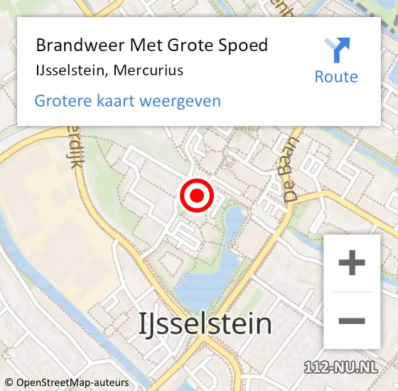 Locatie op kaart van de 112 melding: Brandweer Met Grote Spoed Naar IJsselstein, Mercurius op 29 oktober 2021 09:20