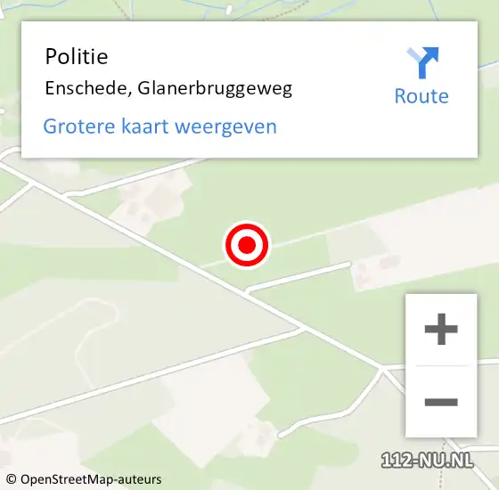 Locatie op kaart van de 112 melding: Politie Enschede, Glanerbruggeweg op 29 oktober 2021 09:39