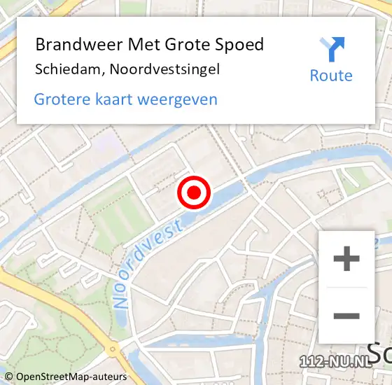 Locatie op kaart van de 112 melding: Brandweer Met Grote Spoed Naar Schiedam, Noordvestsingel op 29 oktober 2021 10:22