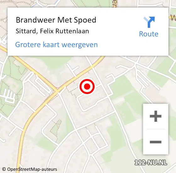 Locatie op kaart van de 112 melding: Brandweer Met Spoed Naar Sittard, Felix Ruttenlaan op 29 oktober 2021 10:30