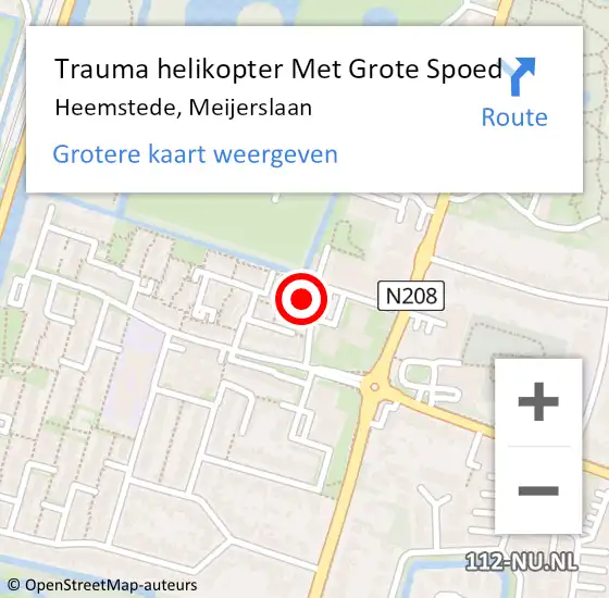 Locatie op kaart van de 112 melding: Trauma helikopter Met Grote Spoed Naar Heemstede, Meijerslaan op 29 oktober 2021 10:41